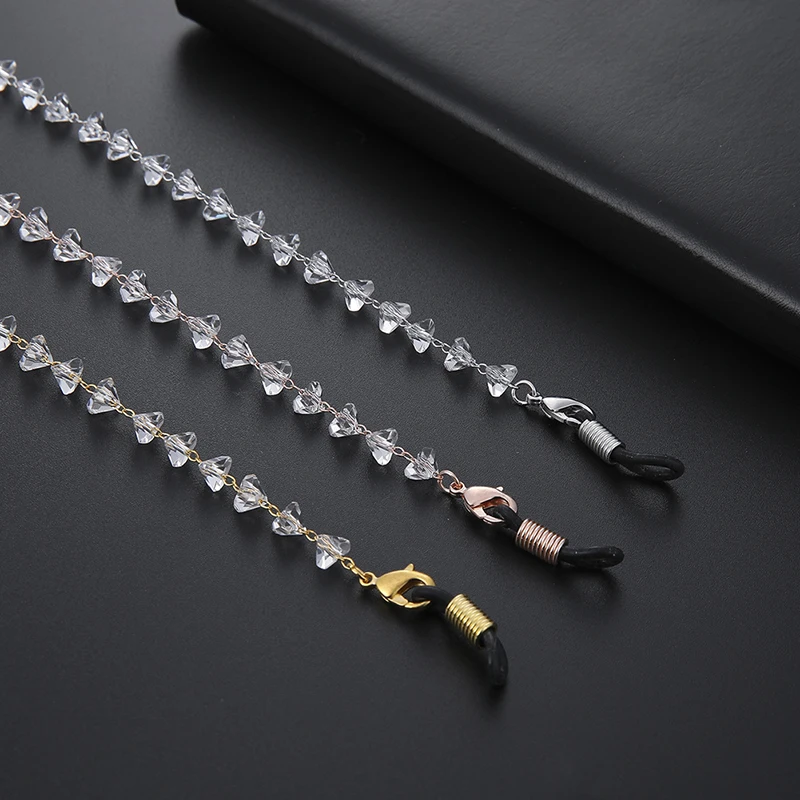 

Triangle Crystal Beads Diamond Beaded Sunglasses Chain Women Glasses Chains Rhinestones Lanyards Neck With Lobster Clips