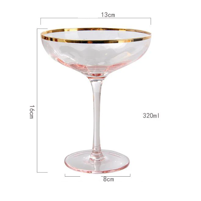 

Creative handmade gold rim colored glassware whiskey tumbler pink wine glass goblet, Transparent clear