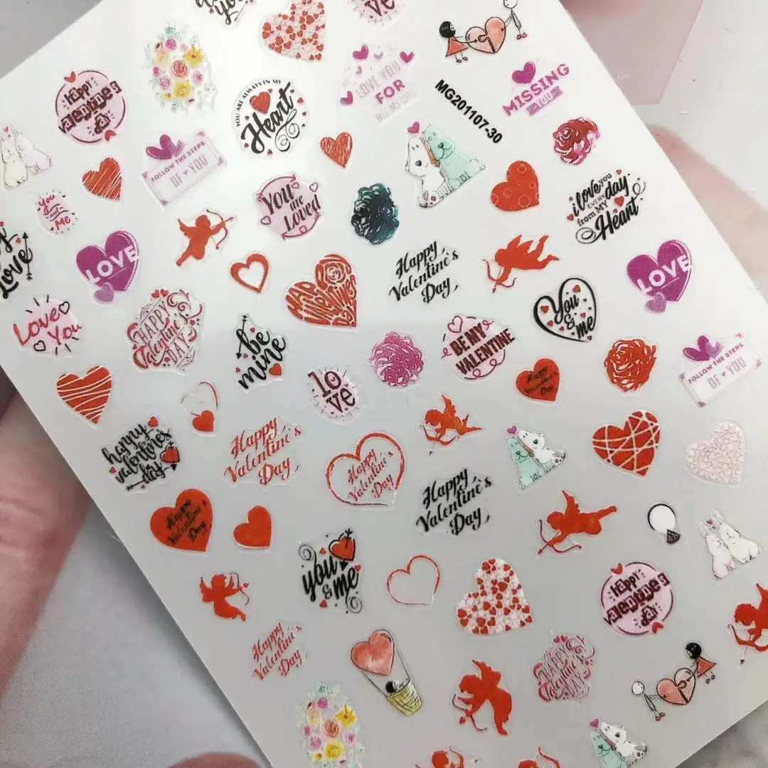 

2021New Valentines Love Nail Slider Decals Buy Nail Art Sticker China Supplier Wholesale Happy Valentines Nail Stickers