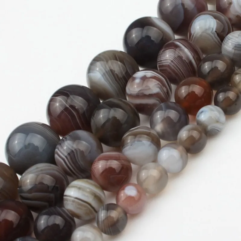 

Natural Stone Persian Agates Beads Gray Botswana SardOnyx Agates Beads for Jewelry Making Diy Bracelet 7.5''