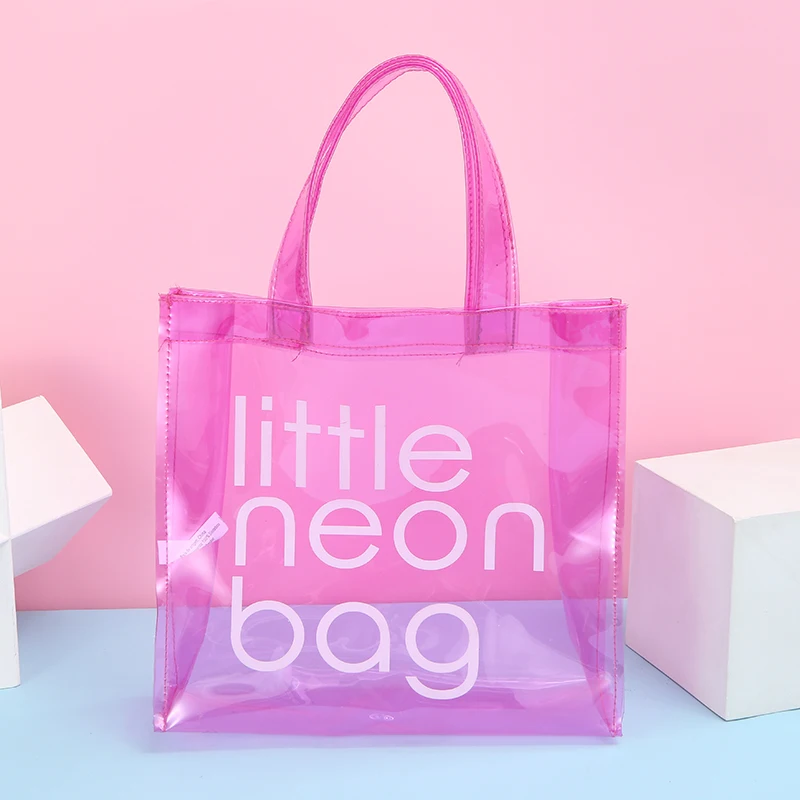 

2021 Hot sale clear pvc tote bags custom logo waterproof tote beach bags portable shopping bags, As the picture