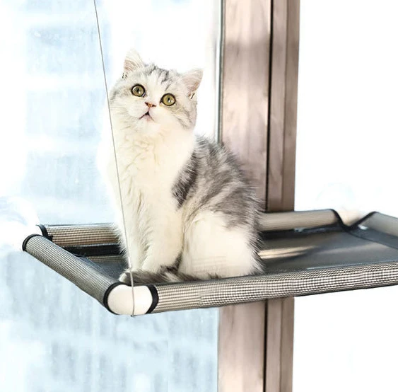 

Cat Resting Seat Perch Window Hammock Cats Kitty Safety Bed with Durable Heavy Duty Suction Cups Cat Bed Holds Up to 18KG, Picture