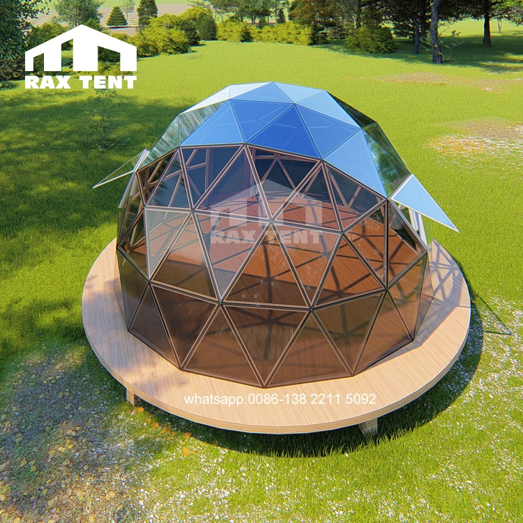 

2019 Cheap Waterproof Geo Dome Tents Five Star Glass Dome Tent Luxury Hotel Resort Dome Glamping Tent for Sale, Brown and blue, can be customized