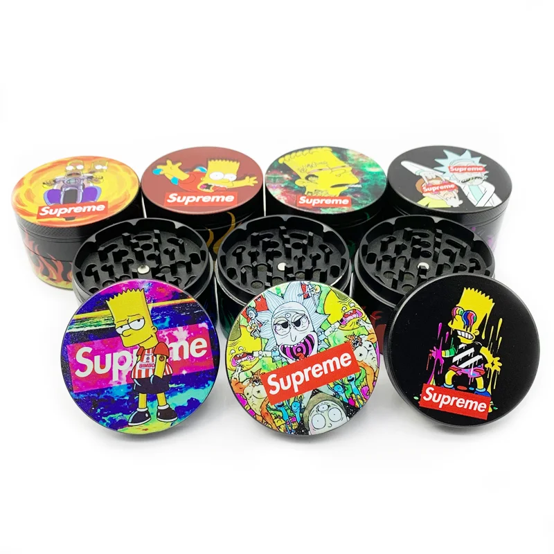 

SHINY Smoke Shop Products Herb Grinder High Quality  Grinder Weed in 24hrs Small Herb Printing Cartoon Pattern Grinder, Black/silver/red/green/blue/gold