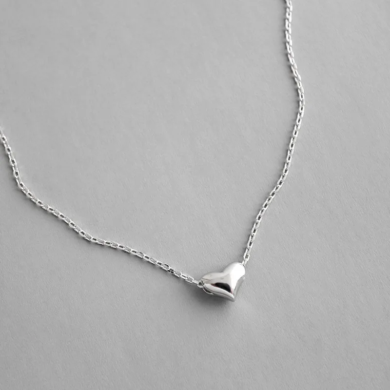

New Arrival Valentine's Day Gifts Cute Small Heart Pendant Necklace 925 Sterling Silver Heart Necklace for Girlfriend
