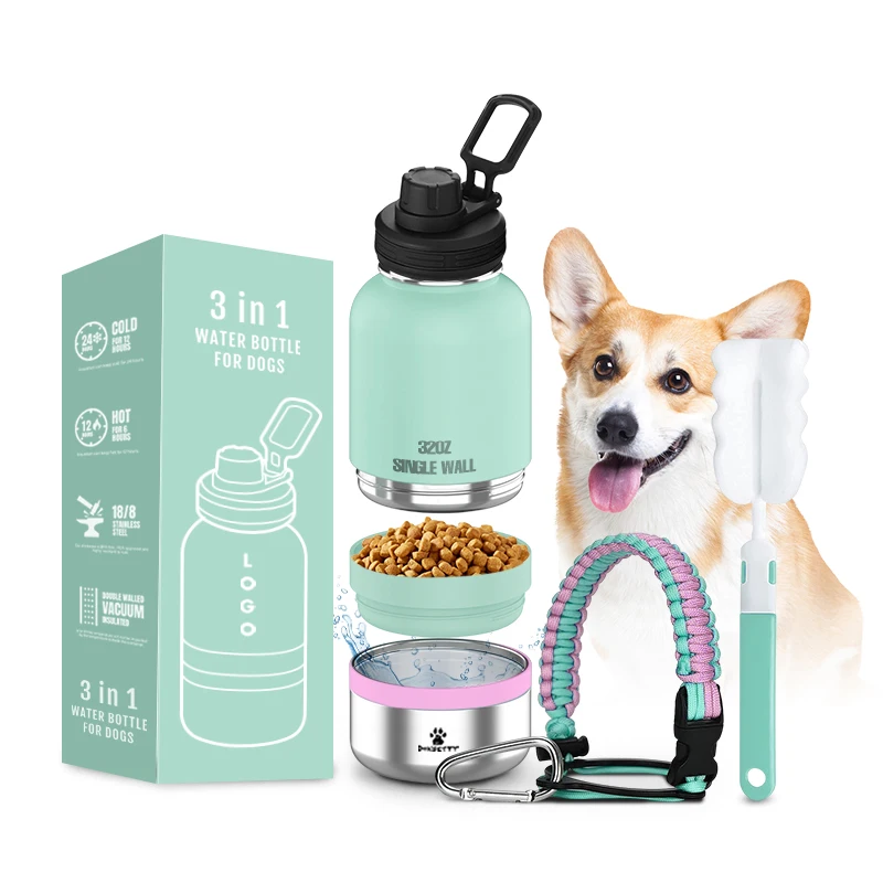 

New items Custom logo package color 32oz single wall stainless steel Insulated travel pet portable drinking water bottle for dog