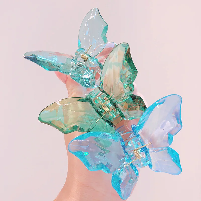 

New Design Acrylic Butterfly Large SIZE Transparent Hair Claw Clips, As the picture