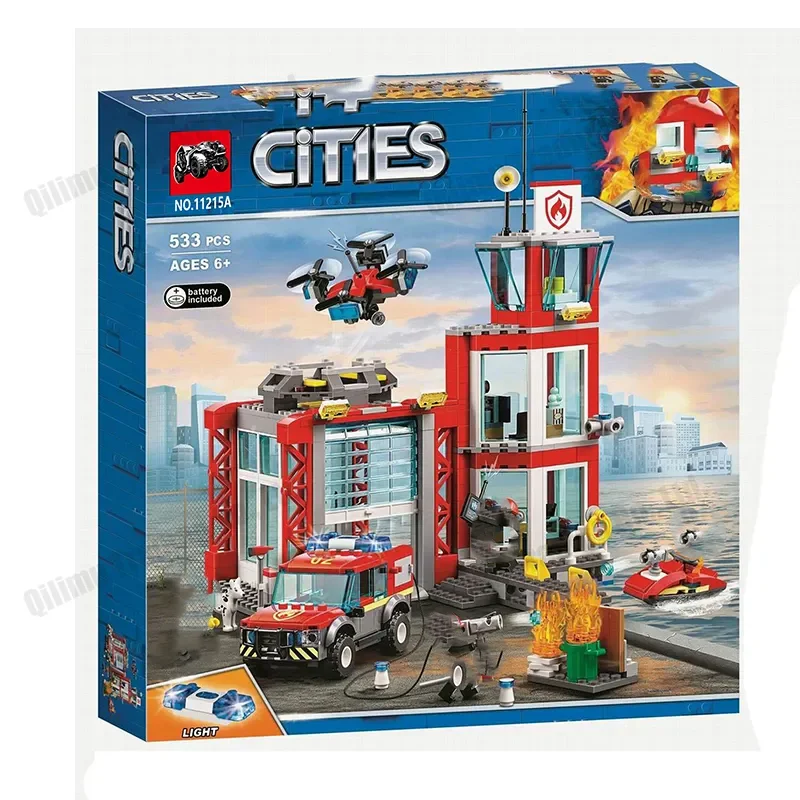 

11215 Compatible city 60215 Fire Station building blocks for children's toys Christmas gifts