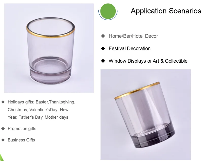 gold rim glass candle jar