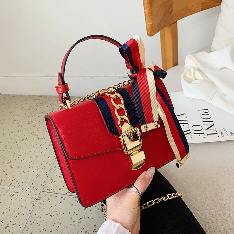 

New Arrival Spring 2021 Fashion Women Bag Silk Ribbon Bow Lady Shoulder Bags Leather Mini Handbags For Women, Customizable