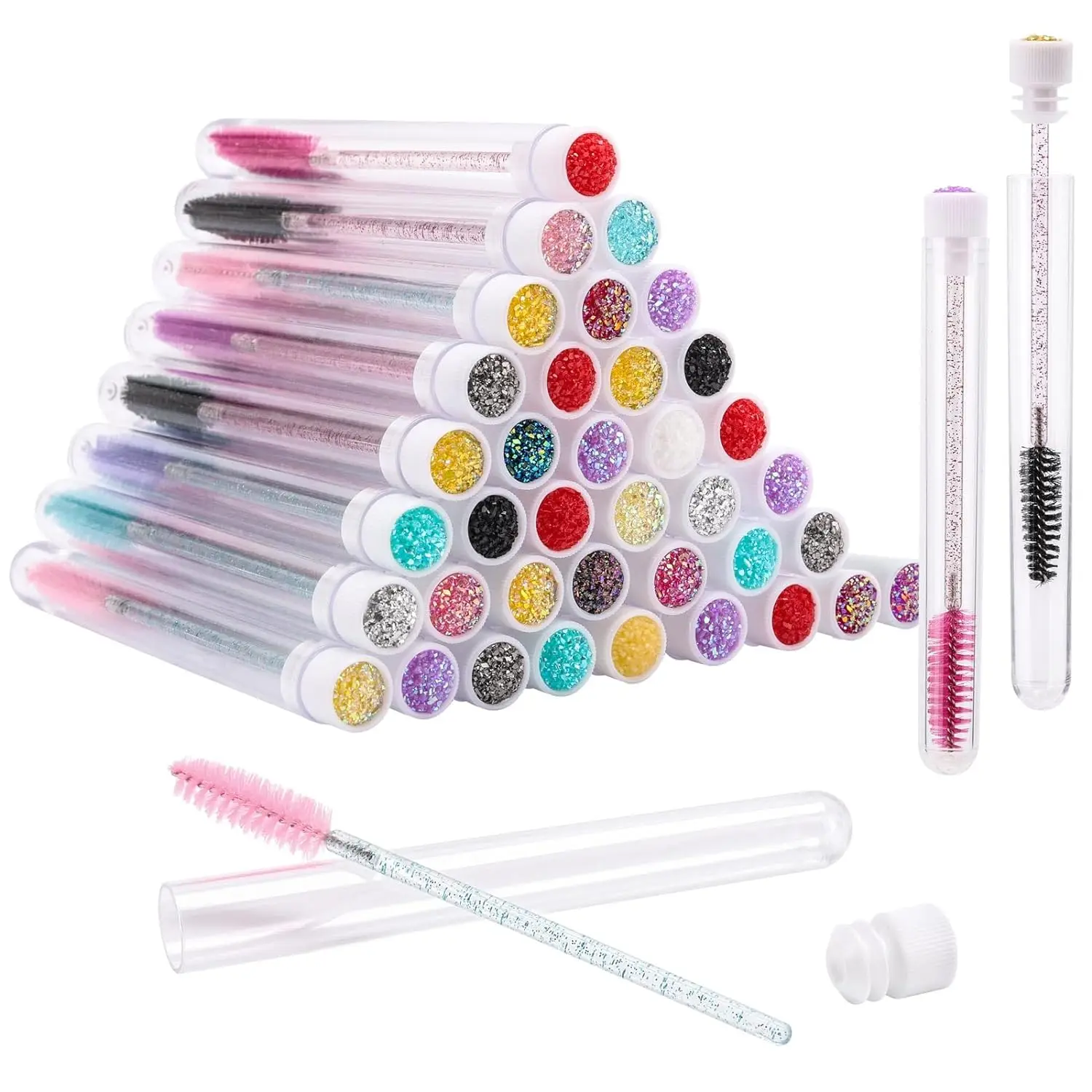 Reusable Eyebrow Brush Tube Eyelash Brushes Disposable Mascara Wands Applicator Acrylic Eyelash Drill Replaceable Brushes Makeup