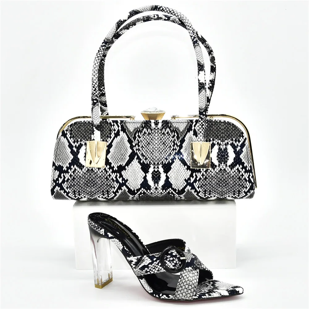 

2019 autumn Italian style high heel shoes and bags set for women ES102