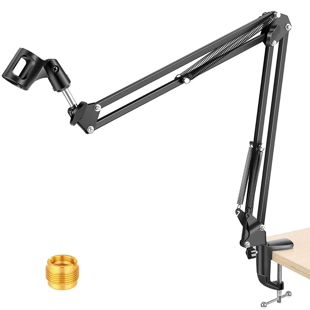 

JUNNX Live Streaming Recording Video Music Microphone Scissor Boom Arm Kit Table Desktop Mic Stand with Pop Filter