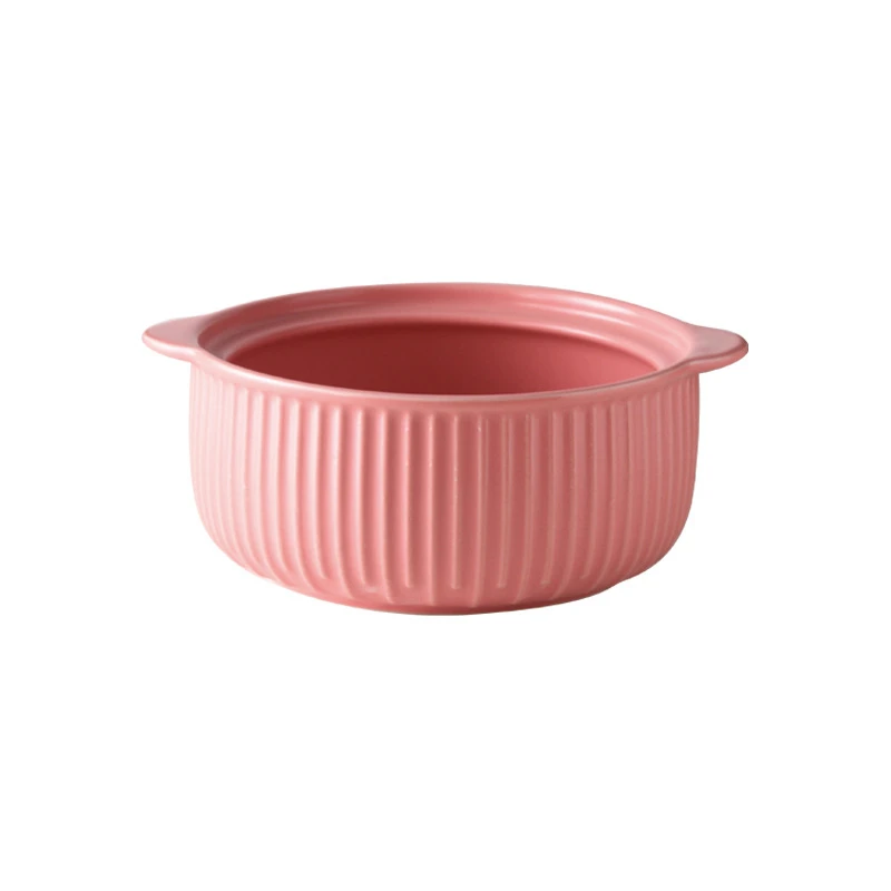 

Nordic Style Ceramic Bowls Creative Solid Color Personality With Glass Lid Binaural Soup & Stock Pots Instant Noodle Bowl