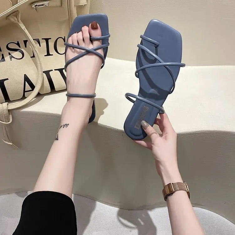 

New Green Pu Rubber Comfortable Summer Women Flat Shoes Slippers Sandals, Green/yellow/white