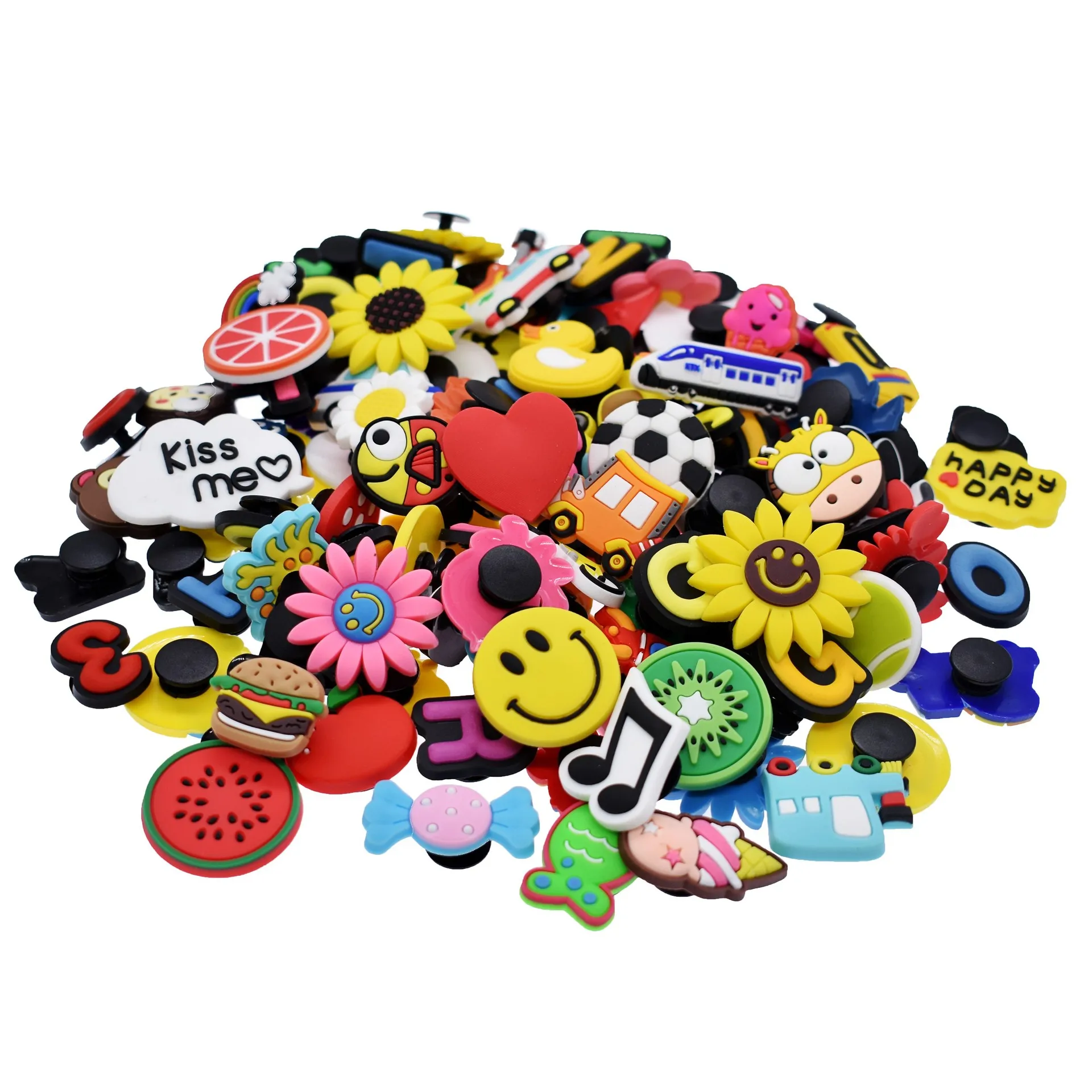 

100pcs Stock Random PVC Rubber Charms Accessories Decorations For Clog Shoes