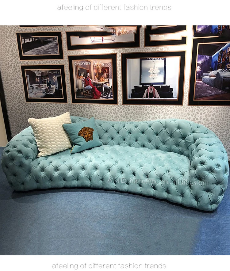 Italian Design White Velvet Living Room Tufted Sofa Set Customized Post