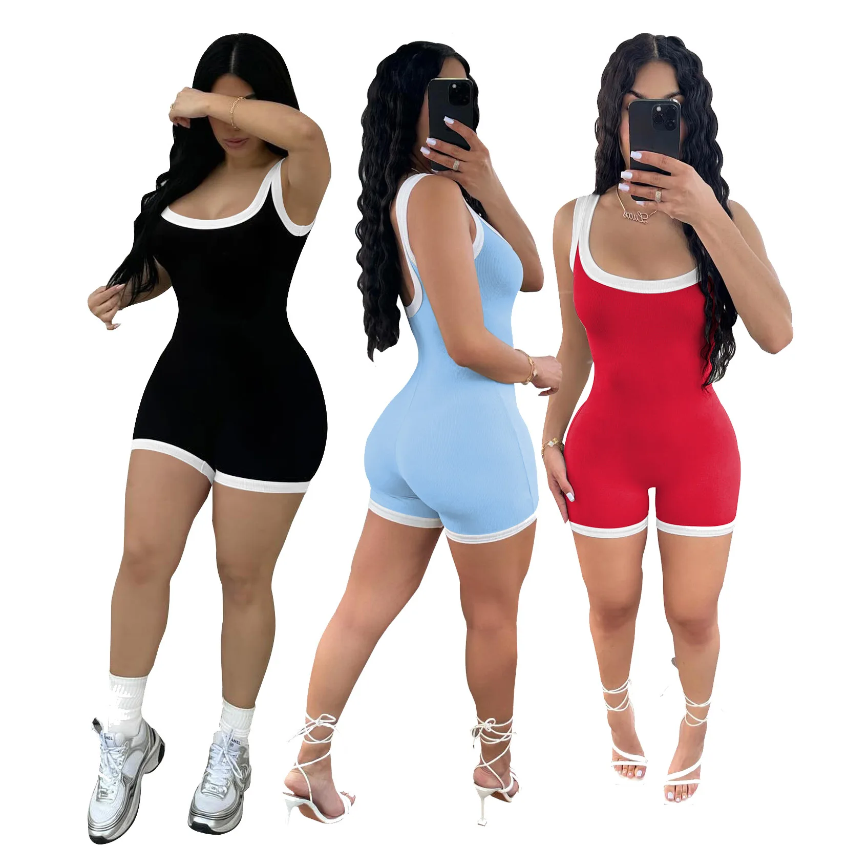 Sleeveless Stripe Yoga Jumpsuit