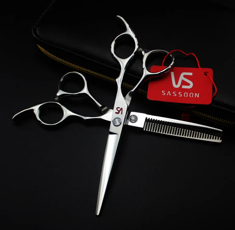 

6.0 inch VS sliver fashion design beauty barber scissors flat scissors tooth Hair scissors