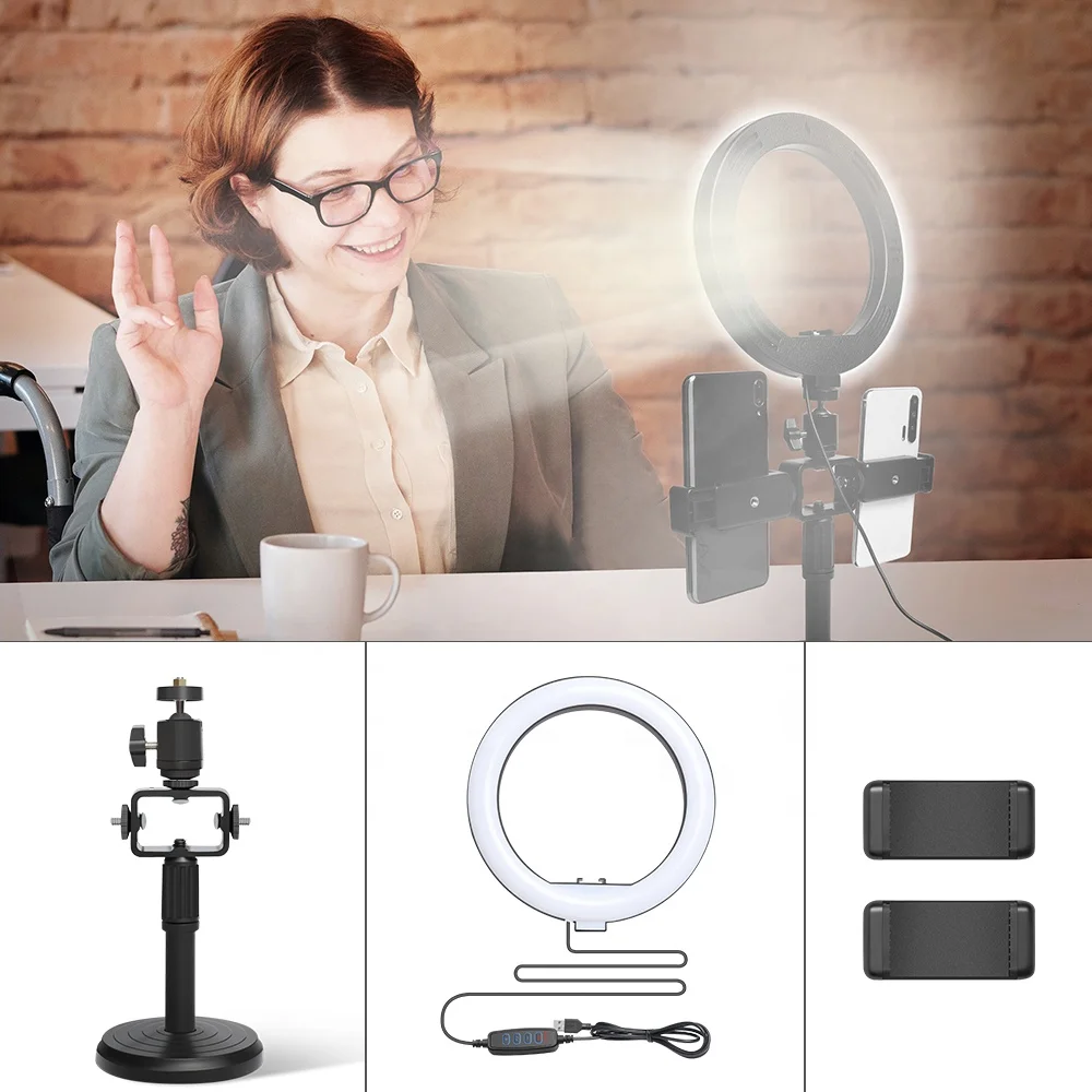 

Portable Led Phone Ring Light For Live Stream Selfie Ring Light With Tripod Stand, White