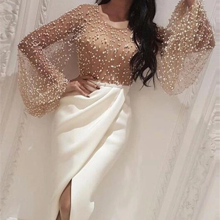 Wholesale Latest Women Long Sleeves White Wedding Evening Dresses