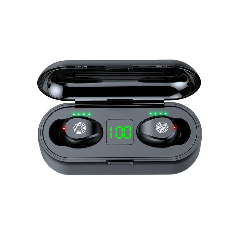 

Unique Design Mini Wireless True Bluetooth 5.0 Earbuds display digital Stereo Headset Earphone, Black