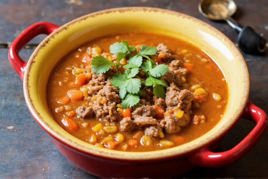 Close-up of a bowl of Mexican pork stew