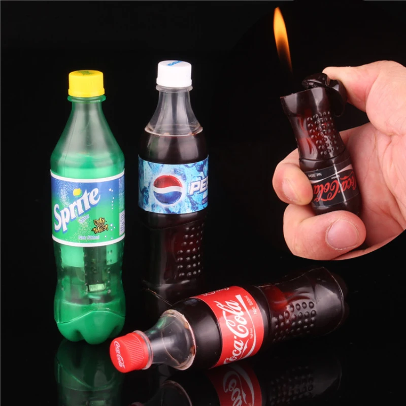 

New Mini Creative Cola Bottle Model Cigarette lighter Butane Gas Inflatable Lighter Portable Funny Smoking Accessory