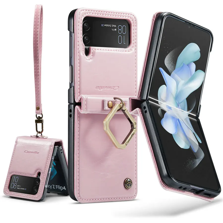 

CaseMe Clasp Metal Buckle Case for Samsung Z Flip 5 Women and Men Bags Cover Portable Fold Leather Case for Samsung Z Flip 5 4 3