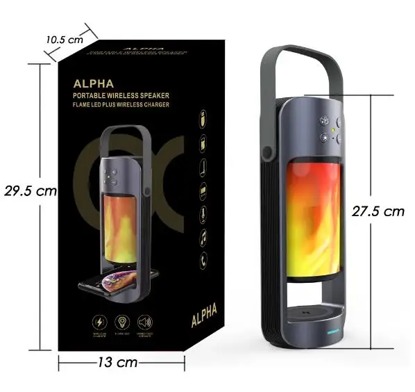 

New 3600mAh Speaker Flame Blue tooth Speaker with Camping Lamp Outdoor Portable Waterproof Speaker Support Wireless Charging