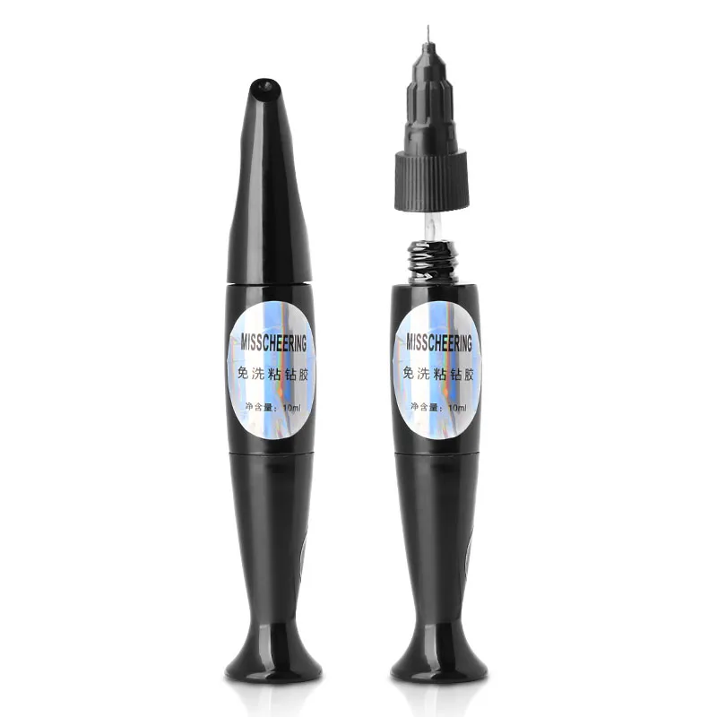 

10ml Sticky Rhinestone Adhesive UV Gel Nail Point Drilling Glue Pen Pinhole Sealing Edge Wash Free Glue Dropping Nail Tools, Clear