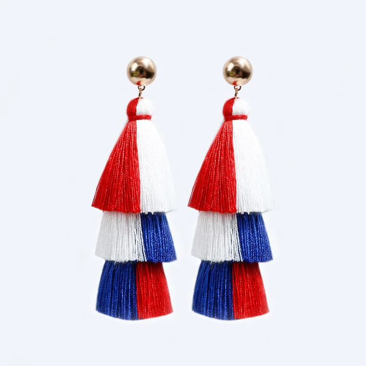 

manufacturers wholesale European and American Bohemian earrings female long thin and thin tassel earrings colorful ethnic style