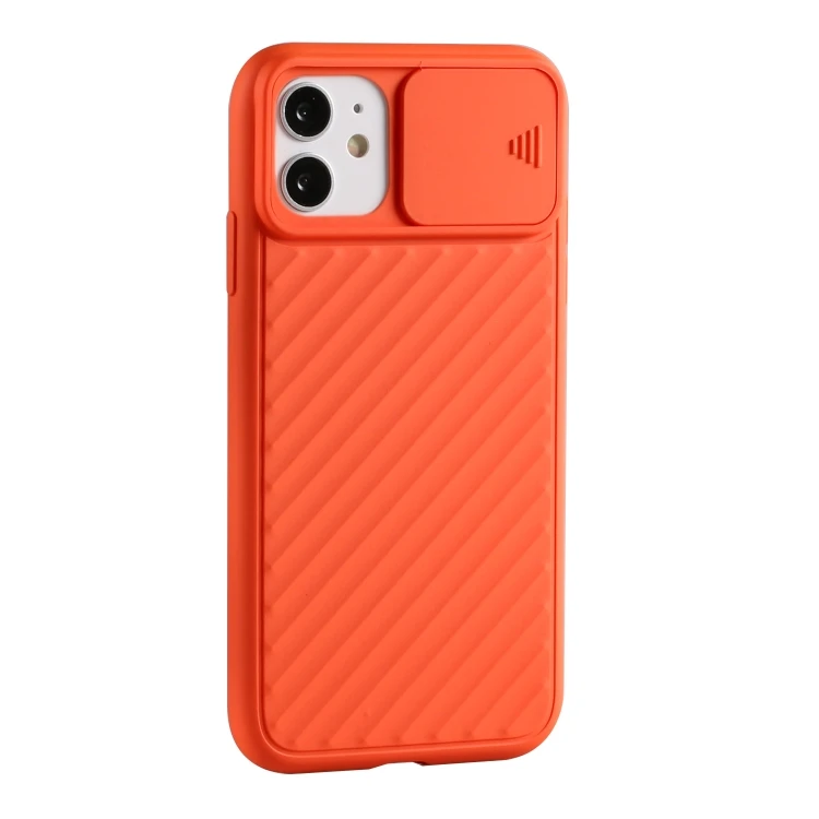 

Sliding Camera Cover Design Twill Anti-Slip TPU Case(Orange) for iPhone 12 / 12 Pro