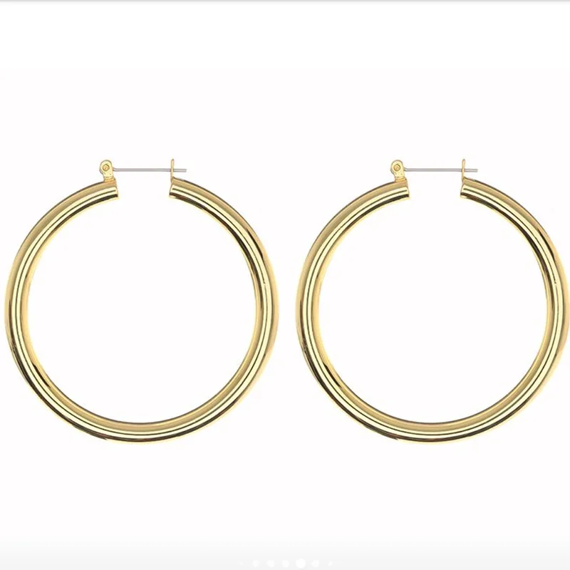 

Jinyuan New Trendy Fashion Big Round Shape Stainless Steel Ear Jewelry 18K Gold Plated Tube Channel Hoop Earrings for Women 2021, Picture shown