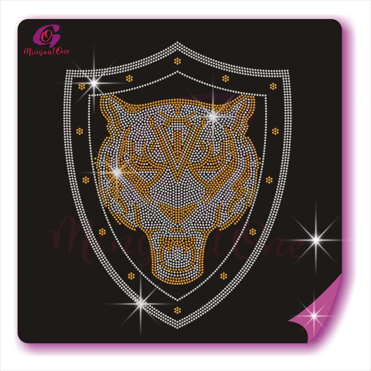 

Hotsale Sparkle Tiger Rhinestone Hot Fix Transfer Animal Rhinestone Heat Transfer Iron On Motif, Select from color chart