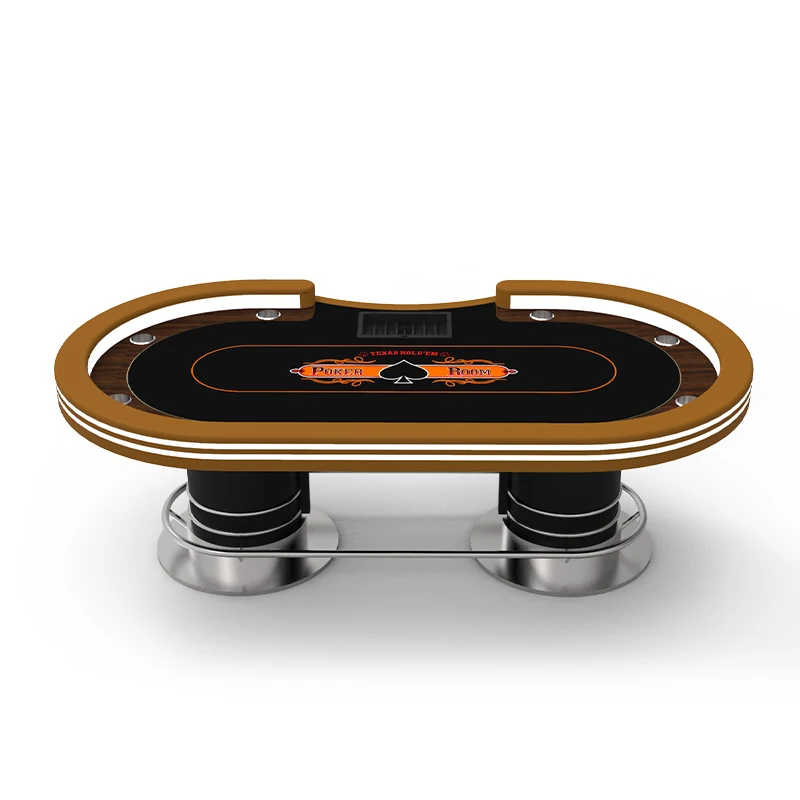 

YH 110 Inch Deluxe Stainless Steel Double Layers Light Gambling Texas Poker Table, Customize