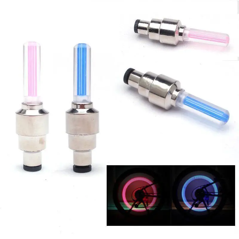 2Pcs/Lot LED Bike Valve Light Flash Tyre Tire Wheel Stem Rim Neon Lights Lamp Red Blue for Bicycle Motorcycle Night Cycling