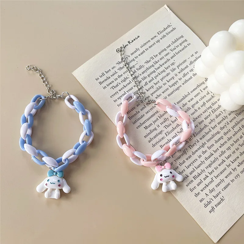 

Resin Womens Costume Jewelry Girls Lovely Pink Cartoon Bracelets Big Ear Dog Chain Bracelet