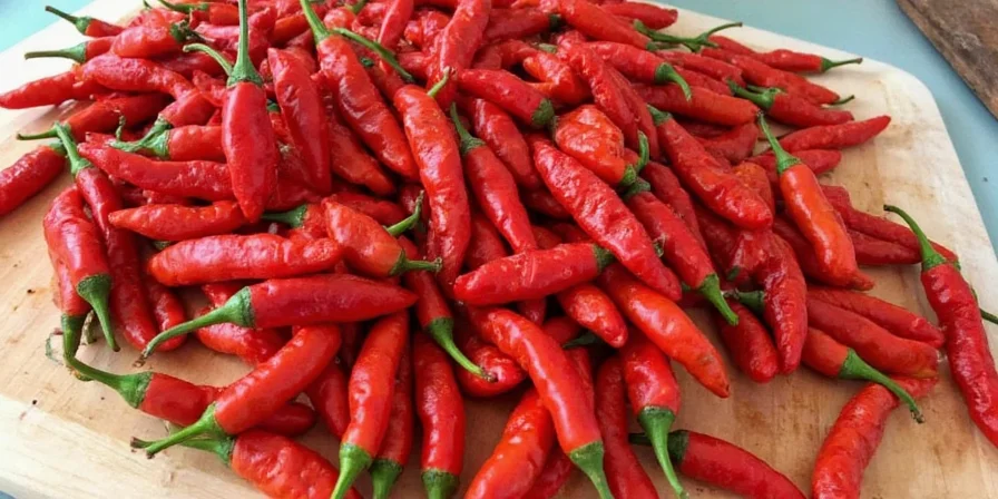 Assorted dried chilies hanging