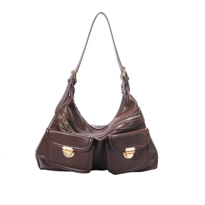 

New Autumn/winter 2021 Large-capacity Female Bag Simple Temperament Soft Leather Shoulder Bag Retro Fashion Handbag YGC-413