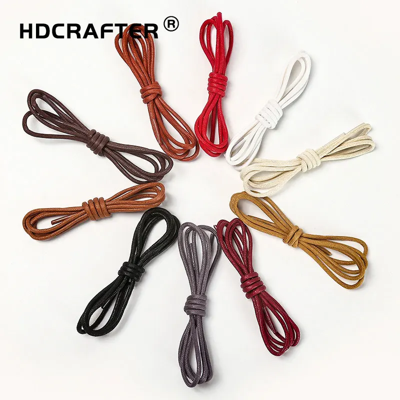 

HDCRAFTER Waxed round fine wax rope waterproof pure cotton shoelace business shoes, Picture color