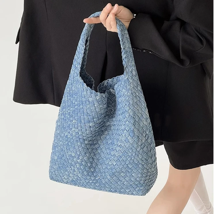 

New Arrival hot salewomen's shoulder bags jean denim pu woven bag denim bags daily use ladies handbag purse