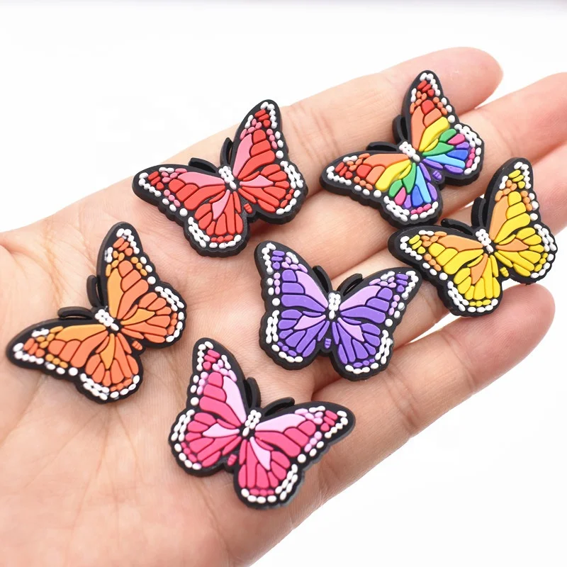 

colorful butterflies wholesale hot pvc shoe charms for shoe decorations