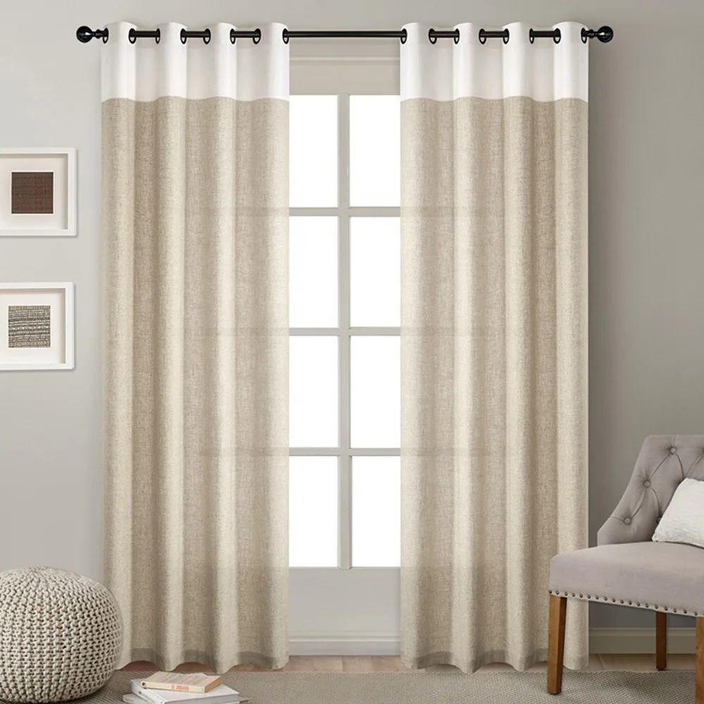 

Latest hot sell modern customize nice simple luxury fashion grommet home living room and bedroom soft solid thick linen curtains