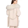 Double Faced Wool Coat with Fur /Winter Real Fox Fur Collar Long Plus Size Ladies Handmade Women Cashmere Wool Coat for Women
