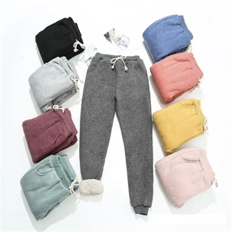 

2021 Autumn Winter Trousers Casual Thick Velvet Loose Cashmere Sweatpants, As pic