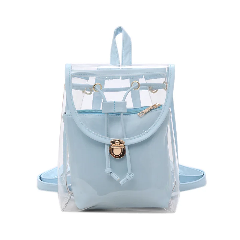 

Small Transparent PVC Backpack For Women New Design Lightweight Knapsack Jelly Travel Backpack Girls College School back pack