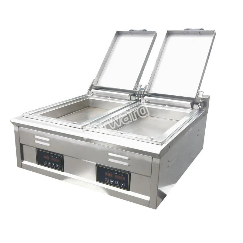 

Commercial Electric Fried Gyoza Griddle Twin Type Cooker Grill Equipment Dumpling Fryer Machine For Sale