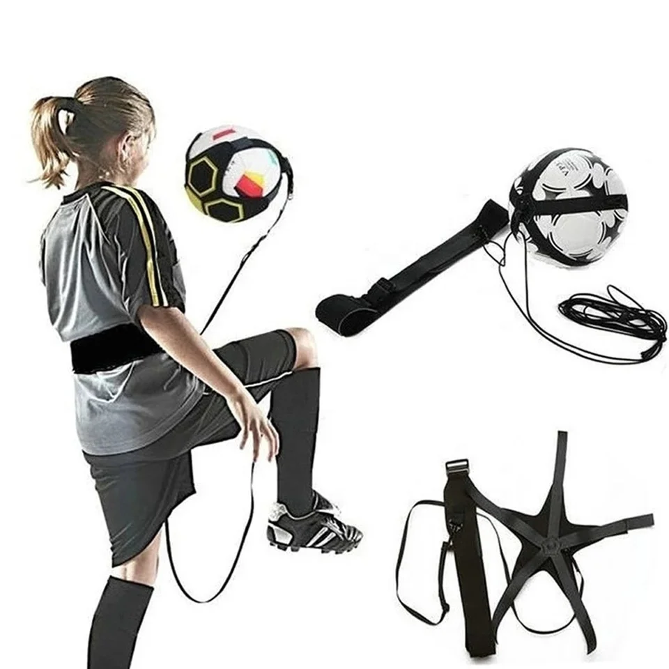 

Soccer Ball Juggle Bags Children Auxiliary Circling Belt Kids Football Training Equipment Kick Solo Soccer Trainer Football Kick, Black