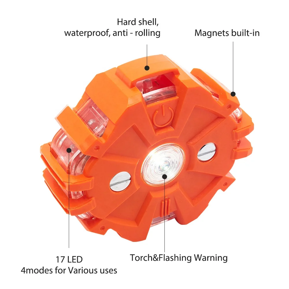 
IPX8 Waterpoof 11 Modes Emergency Safety 17PCS LEDs Roadside Magnetic Vehicle Portable Signal Warning Light Lamp 